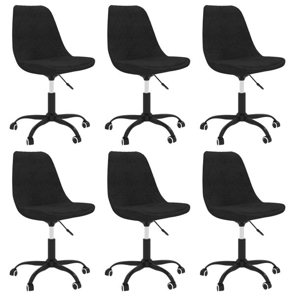 vidaXL Esszimmerst&uuml;hle 6 Stk. Drehbar Schwarz Stoff