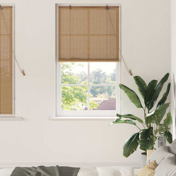 vidaXL Rollo mit Vorh&auml;ngen Braun 90 x 160 cm Bambus