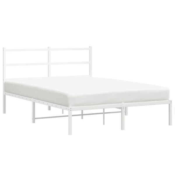 vidaXL Bettgestell mit Kopfteil Metall Wei&szlig; 140x200 cm