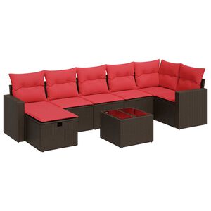 vidaXL 8-tlg. Garten-Sofagarnitur mit Kissen Braun Poly Rattan