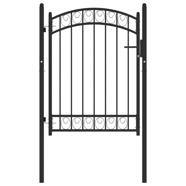 vidaXL Zauntor mit Gew&ouml;lbter Spitze Stahl 100x125 cm Schwarz