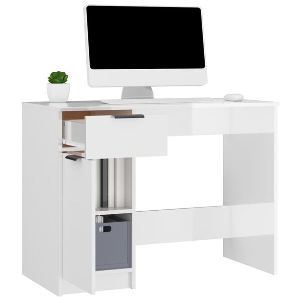 vidaXL Schreibtisch Hochglanz-Wei&szlig; 100x50x75 cm Holzwerkstoff