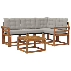 vidaXL Outdoor-Sofagarnitur 5 stk. Nat&uuml;rlich und Hellgrau