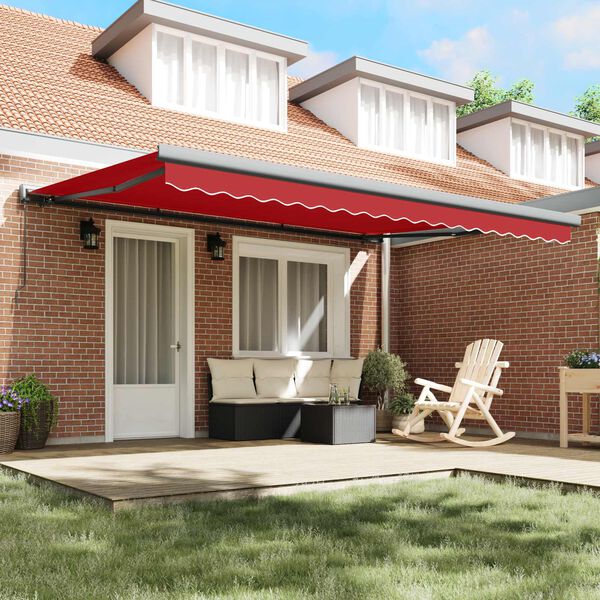 vidaXL Einziehbare Markise Rot 4 x 3 m Leinen und Aluminium
