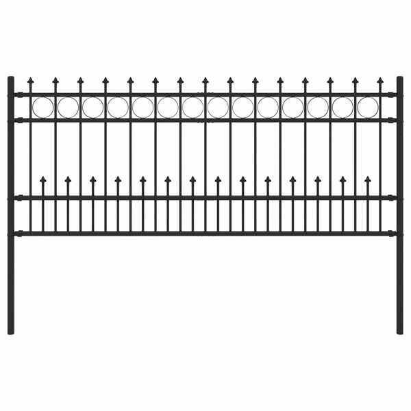 vidaXL Spike-Ringzaun Schwarz 200 x 130 cm Pulverbeschichteter Stahl