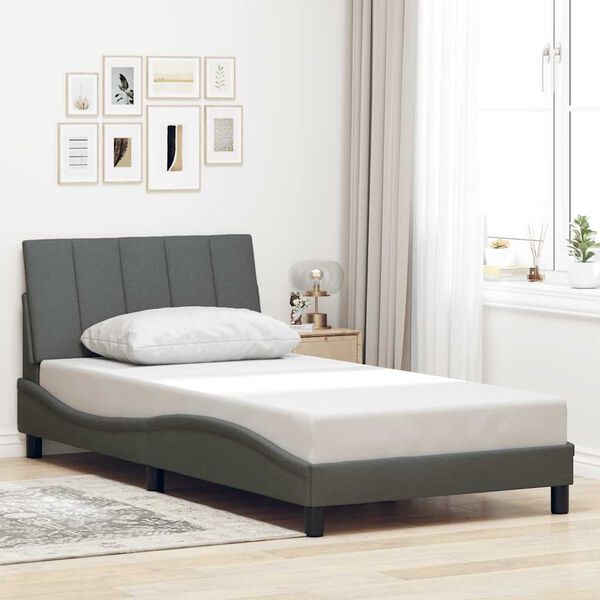 vidaXL Bettgestell ohne Matratze "Hanko" Dunkelgrau 100x200 cm Stoff