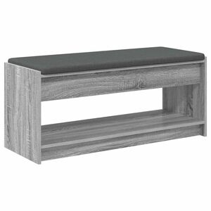 vidaXL Flurbank mit Kissen mit Regal Graues Sonoma 103 x 38 x 45 cm