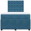 vidaXL Boxspringbett mit Matratze Dunkelblau 120x190 cm Samt