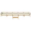 vidaXL Sofa Set mit Kissen Uni 6 pcs Creme Massivholz Akazie