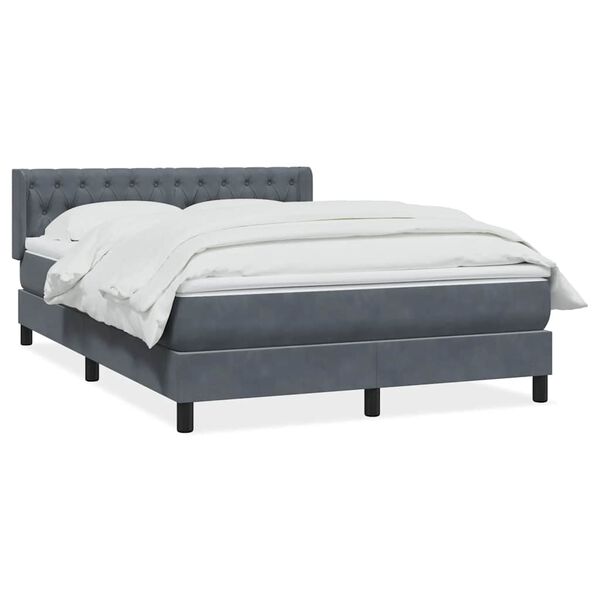 vidaXL Boxspringbett mit Matratze Dunkelgrau 140x210 cm Samt