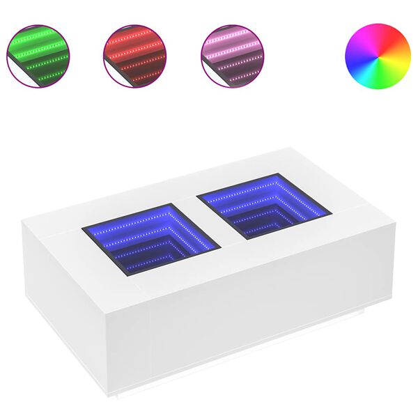 vidaXL Couchtisch mit Infinity-LED Wei&szlig; 116x69x40 cm