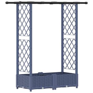 vidaXL Hochbeet mit Rankgitter und Dach Grau 122,5 x 40 x 123 cm PP