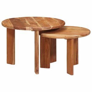 vidaXL Nesting-Couchtische 2 Stk. Braun &Oslash; 50 x 40 cm Massivholz Akazie