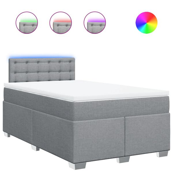 vidaXL Boxspringbett mit Matratze Hellgrau 120x190 cm Stoff