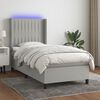 vidaXL Boxspringbett mit Matratze & LED Hellgrau 90x190 cm Stoff