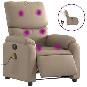 vidaXL Massagesessel Elektrisch Cappuccino-Braun Kunstleder