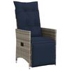 vidaXL Gartensessel Verstellbar mit Kissen Grau Poly Rattan