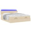vidaXL Ottoman-Bett mit Matratzen & LEDs Creme 200x200 cm Stoff
