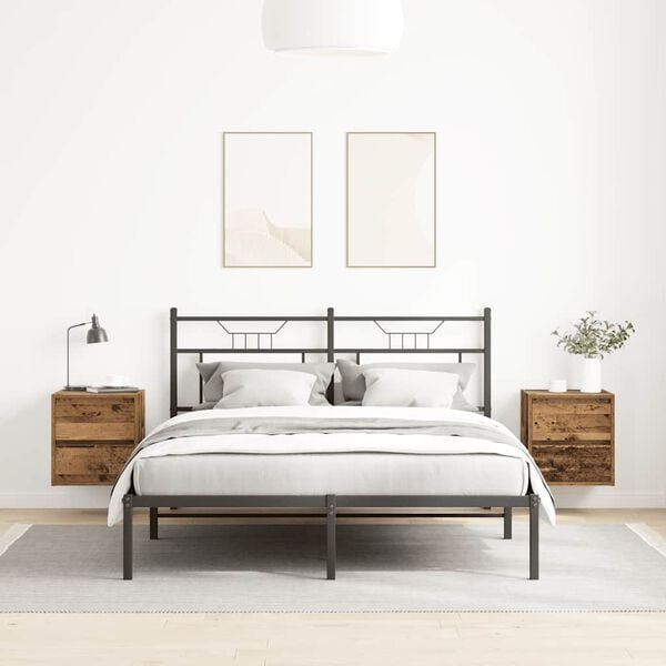 vidaXL Wand-Nachttische 2 Stk. Altholz-Optik 38x34x40 cm