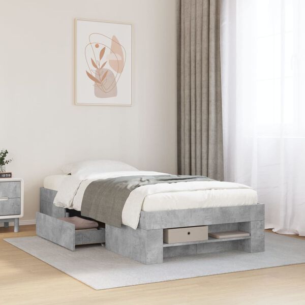 vidaXL Bettgestell Betongrau 90x190 cm Holzwerkstoff