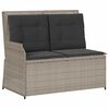 vidaXL Gartenbank Verstellbar mit Kissen Hellgrau Poly Rattan