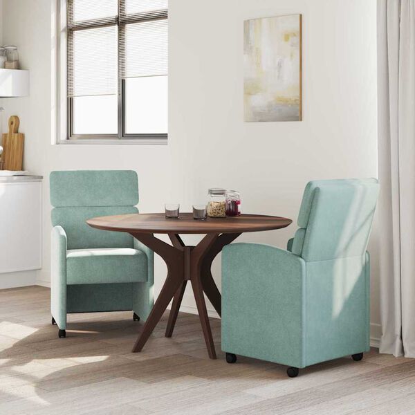 vidaXL Esszimmerst&uuml;hle mit Rollen 2 pcs Meergr&uuml;n 58 x 65 x 98 cm Samt