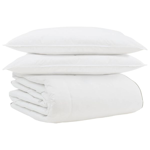 vidaXL Winterbettdecke mit Kissen 3 pcs Wei&szlig; Daunenfeder