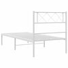 vidaXL Bettgestell mit Kopfteil Metall Wei&szlig; 90x190 cm