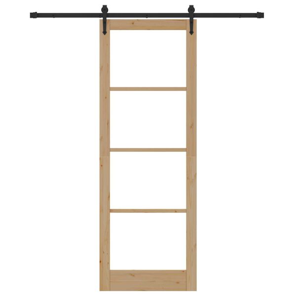 vidaXL Schiebet&uuml;r Nat&uuml;rlich und Schwarz 83 x 232 cm