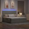 vidaXL Bett mit LED-Lichtleisten Hellgrau 200 x 200 cm Stoff