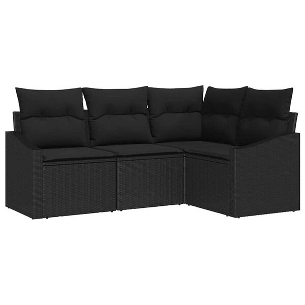 vidaXL Gartensofa-set mit Kissen 4 pcs Schwarz Poly-Rattan