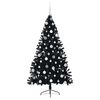 vidaXL K&uuml;nstlicher vorbeleuchteter Weihnachtsbaum Schwarz 180 cm PVC