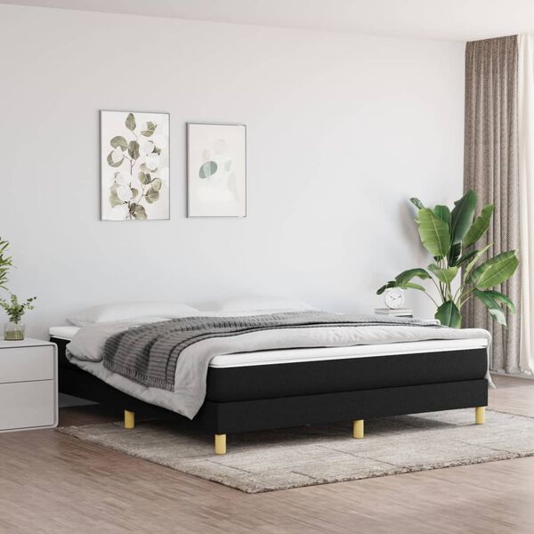 vidaXL Boxspringbett mit Matratze Schwarz 180x200 cm Stoff