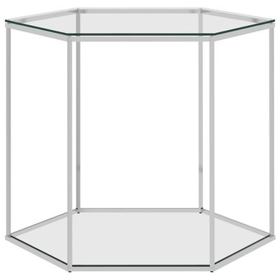 vidaXL Couchtisch Silbern 60x53x50 cm Edelstahl und Glas