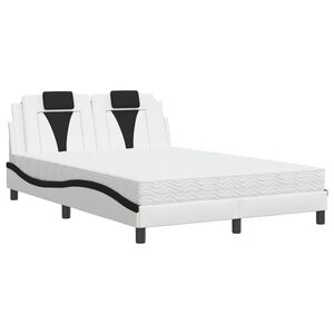 vidaXL Bett "Viana" mit Matratze Wei&szlig; und Schwarz 140x190 cm Kunstleder