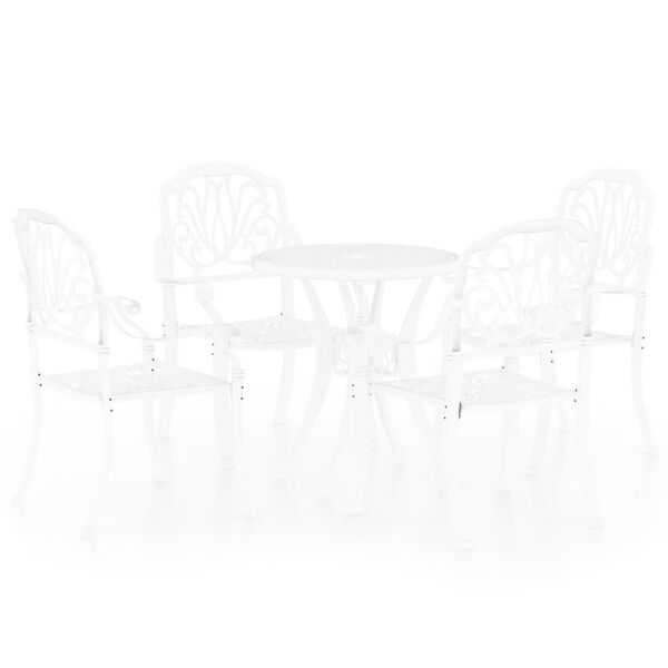 vidaXL 5-tlg. Bistro-Set Aluminiumguss Wei&szlig;