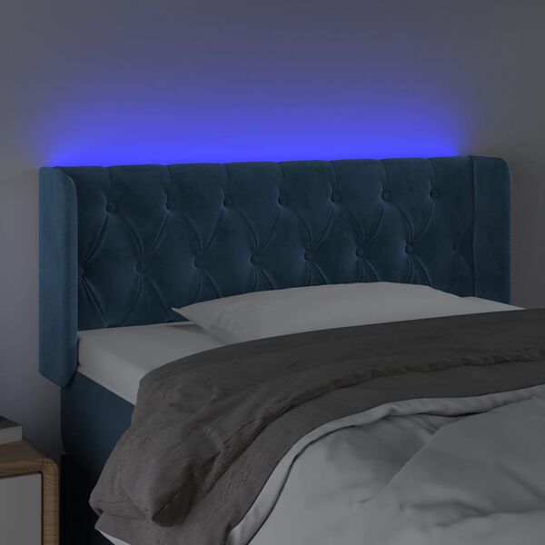 vidaXL LED Kopfteil Dunkelblau 103x16x78/88 cm Samt