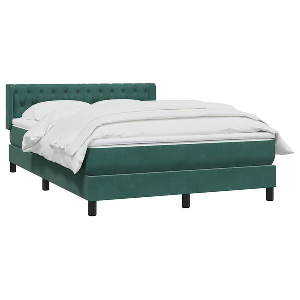 vidaXL Boxspringbett mit Matratze Dunkelgr&uuml;n 140x210 cm Samt