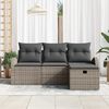 vidaXL Sofa Set mit Kissen mit Speicher 4 pcs Grau Poly-Rattan