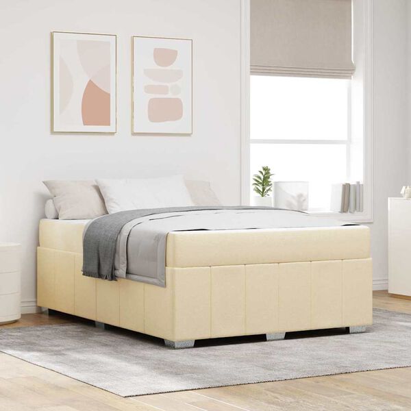 vidaXL Bettrahmen mit Matratze Creme 140 x 200 cm Stoff