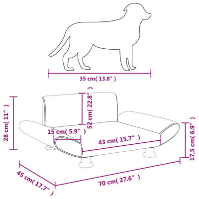 vidaXL Hundebett Schwarz 70x45x28 cm Stoff