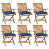 vidaXL Klappbare Gartenst&uuml;hle mit Kissen 6 Stk. Massivholz Teak
