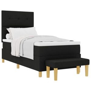 vidaXL Boxspringbett mit Matratze Schwarz 90 x 190 cm Stoff