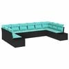 vidaXL Gartensofa-set 10 stk. Schwarz Poly-Rattan