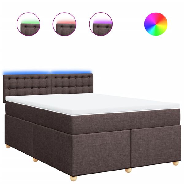 vidaXL Boxspringbett mit Matratze Dunkelbraun 140x190 cm Stoff