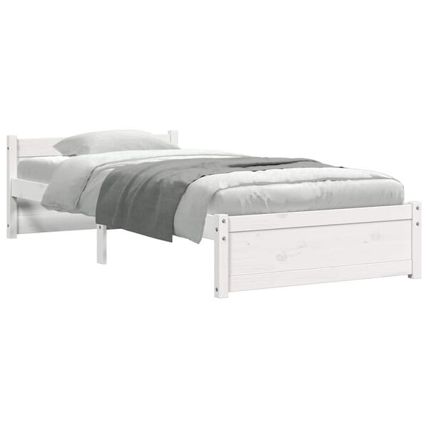vidaXL Massivholzbett ohne Matratze Wei&szlig; 75x190 cm