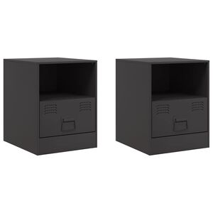 vidaXL Nachttische 2 Stk. Schwarz 34,5x39x44 cm Stahl
