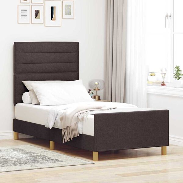 vidaXL Bettgestell mit Kopfteil Dunkelbraun 80 x 200 cm Stoff