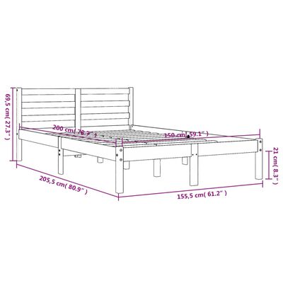 vidaXL Massivholzbett ohne Matratze Wachsbraun 150x200 cm Kiefernholz