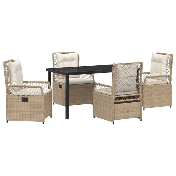 vidaXL Garten Essgruppe 5 pcs Beige und Cremewei&szlig; Poly-Rattan